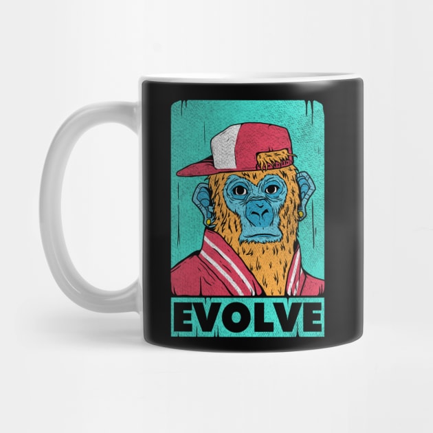 Ape Pop Art Evolve Vintage Retro Art by A Comic Wizard